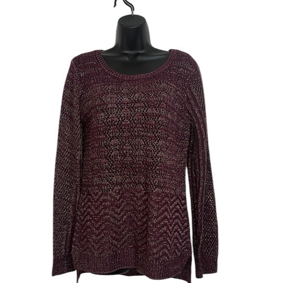 Maurices Purple and Silver Loose Knit Tunic Sweater Sz M - Picture 1 of 10